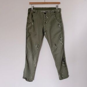 NSF Splatter Cargo Pant Army Green Ankle Length